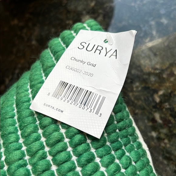 NWT Surya Wool Blend Kelly Green Chunky Grid 20x20 Decorative Pillow. Luxury. - Picture 10 of 10